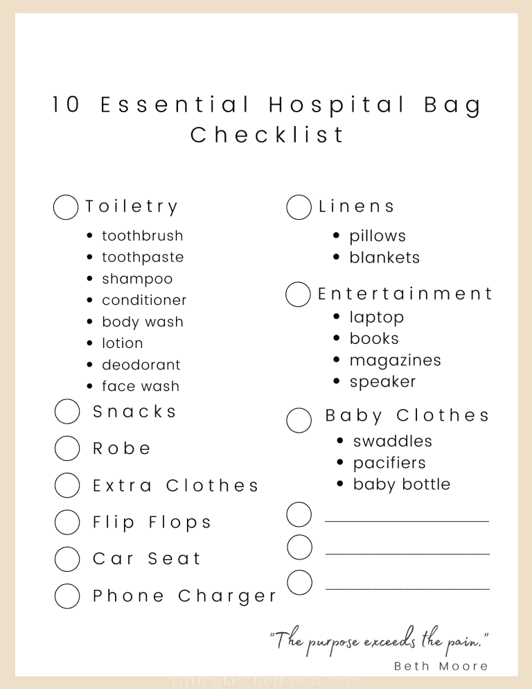 mommy to be hospital bag checklist